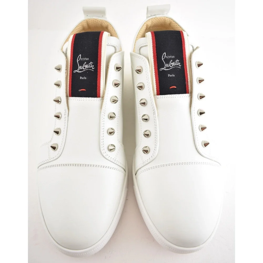 Christian Louboutin F.A.V Fique A Vontade White Leather Low Top Sneaker 45 12